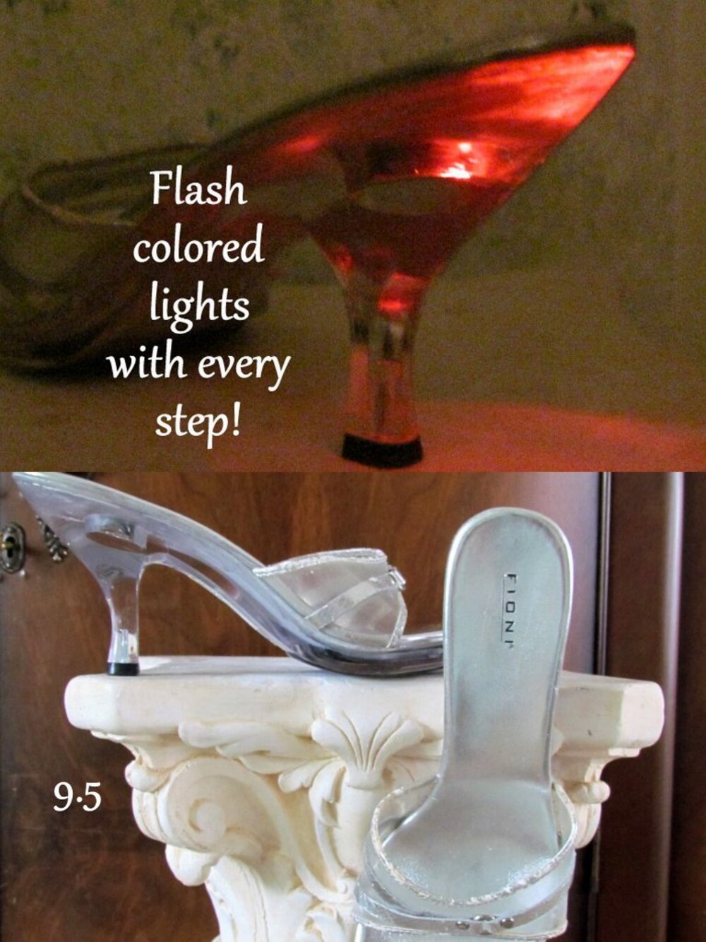 LIGHT-UP SHOES! 9.5, FLASHING COLORED LIGHTS, SPECTACULAR at NIGHT! FESTIVAL FUN